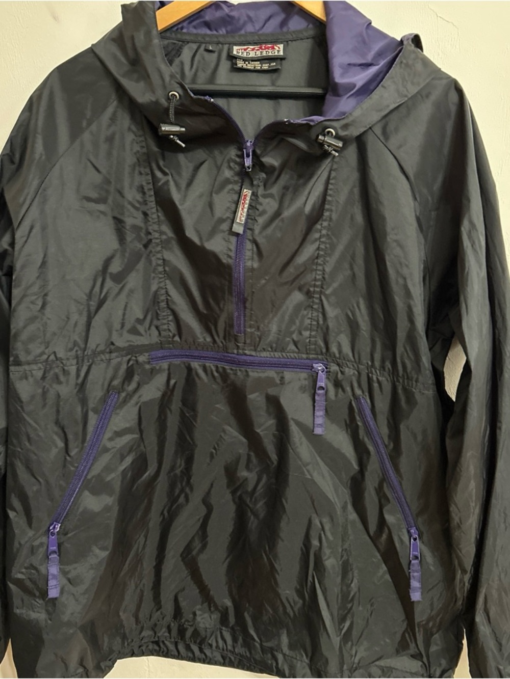 Red Ledge Men's Black & Purple Anorak Rain Jacket